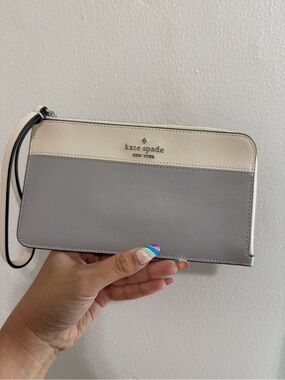 NWOT Kate Spade  Two-Tone Medium L Zip around Wristlet Clutch